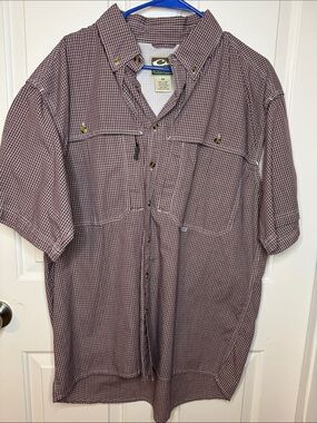 Drake Men’s Short Sleeve Button-Down Shirt - Burgundy Check